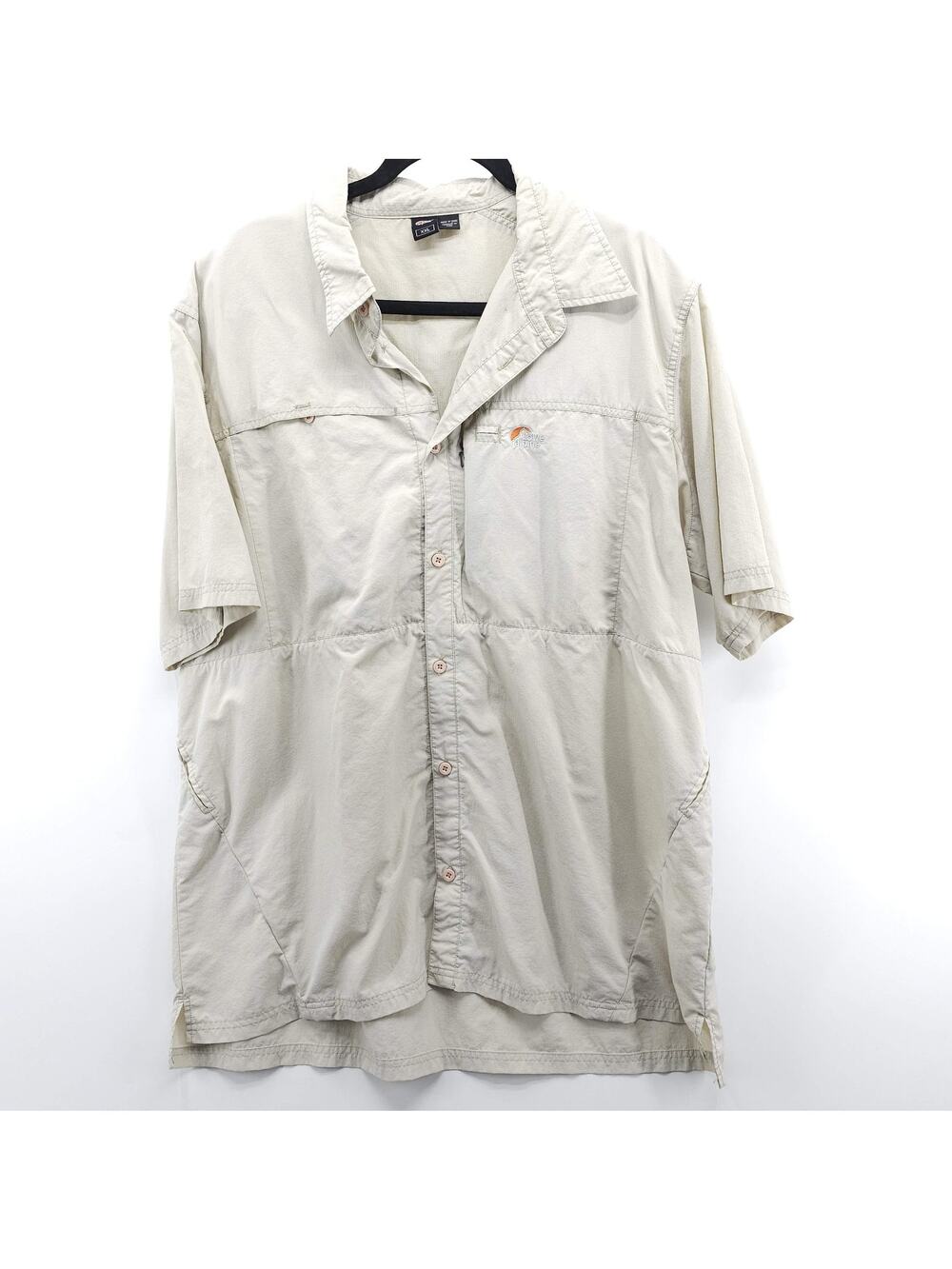 Lowe Alpine Shirt Mens 2XL Khaki Nylon Ripstop Vented Hiking Outdoor Button Up